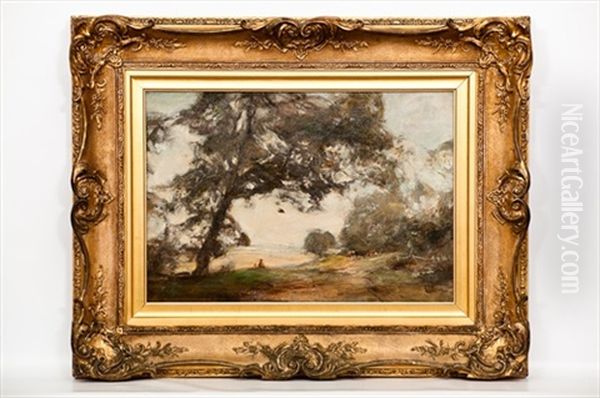 Figures In A Landscape Oil Painting by Sir James Lawton Wingate