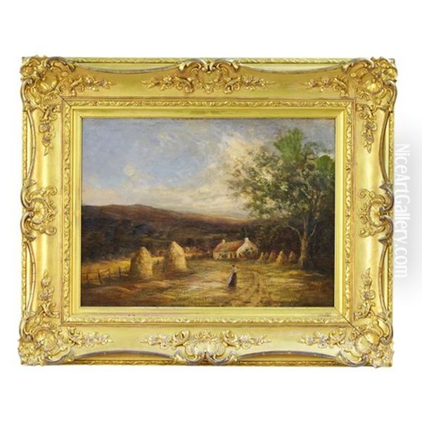 Woman In A Hay Field Oil Painting by Sir James Lawton Wingate