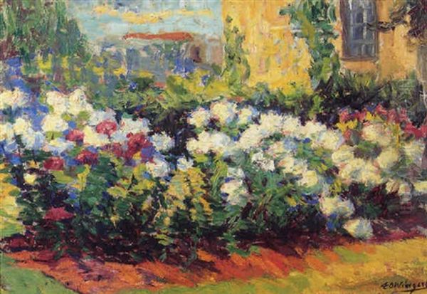 A Blooming Garden Oil Painting by Edward Oswald Wingert