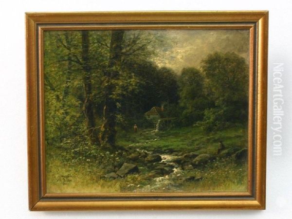 An Der Waldmuhle Oil Painting by Wilhelm Broker