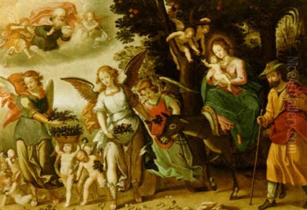 The Flight Into Egypt Oil Painting by Joos van Winghe