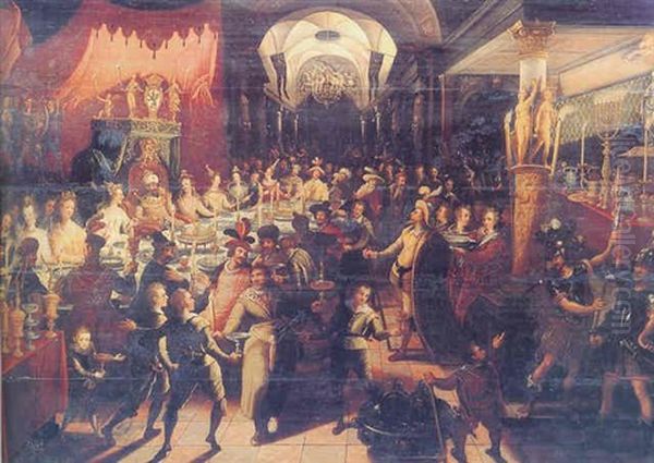 Belshazzar's Feast Oil Painting by Joos van Winghe