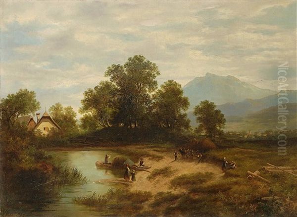 Heuernte Oil Painting by Carl Alexander von Winkler