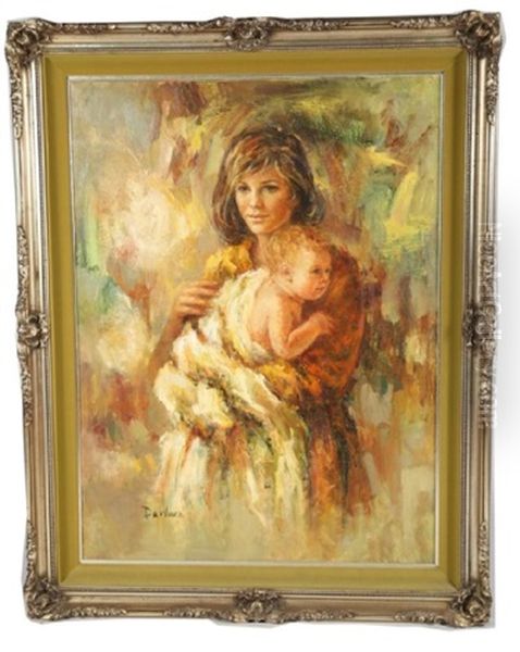 Mother And Child Oil Painting by Lievin de Winne