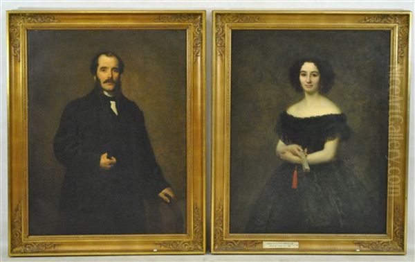 Portrait De Monsieur De Lichtervelde (+ Madame De Lichtervelde; Pair) Oil Painting by Lievin de Winne