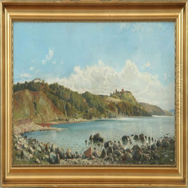 Scenery From Bornholm With Hammershus Oil Painting by Henry Brokmann-Knudsen