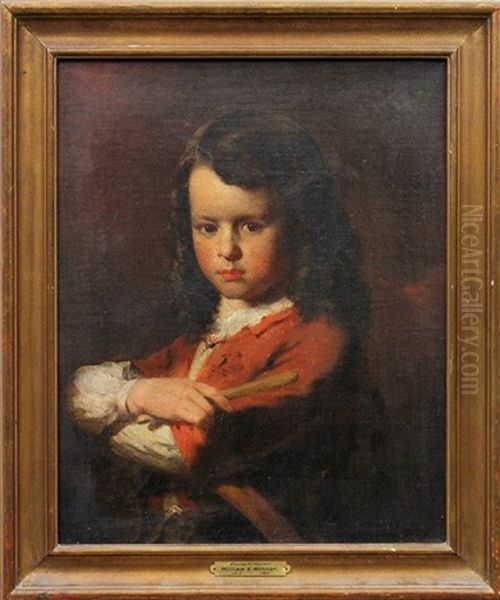 Portrait Of A Young Boy With A Hoop Oil Painting by William E. Winner