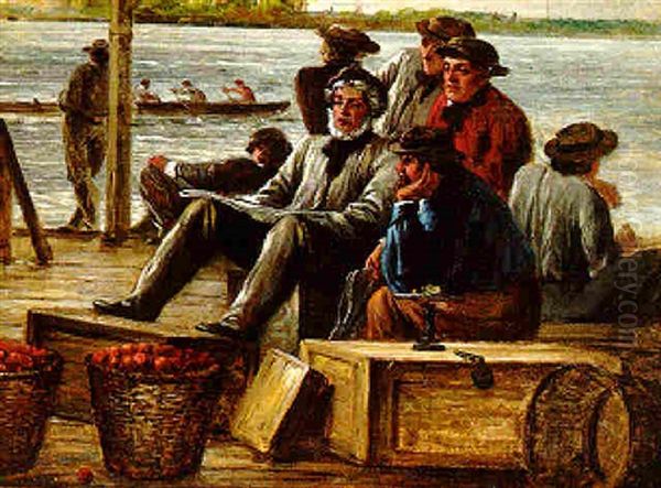 Dockmen On The Schuylkill Oil Painting by William E. Winner