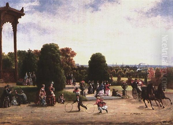 View Of Philadelphia From Fairmount Park Oil Painting by William E. Winner