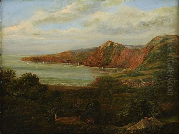 Landscape From Sidmouth Bay, England Oil Painting by Peter de Wint