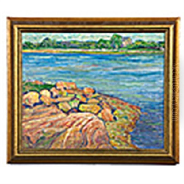 Rocky Shoreline Oil Painting by Charles Allen Winter