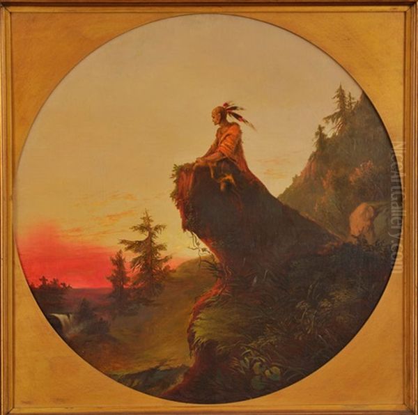 Indian On Lookout Oil Painting by George Winter