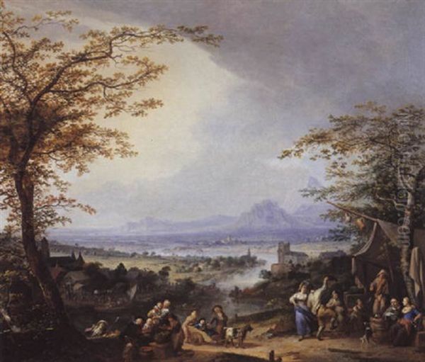 Fete Paysanne Au Bord Du Fleuve Oil Painting by Gillis de Winter