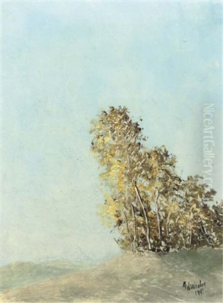 Trees In A Dune Landscape Oil Painting by Janus de Winter