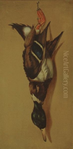 Nature Morte - Mallard Duck Oil Painting by Louis Adolph Winterhalder