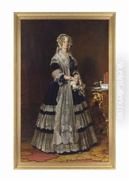 Marie-amelie De Bourbon, Princess Of The Deux-siciles, Queen Of France, Full-length Oil Painting by Franz Xaver Winterhalter