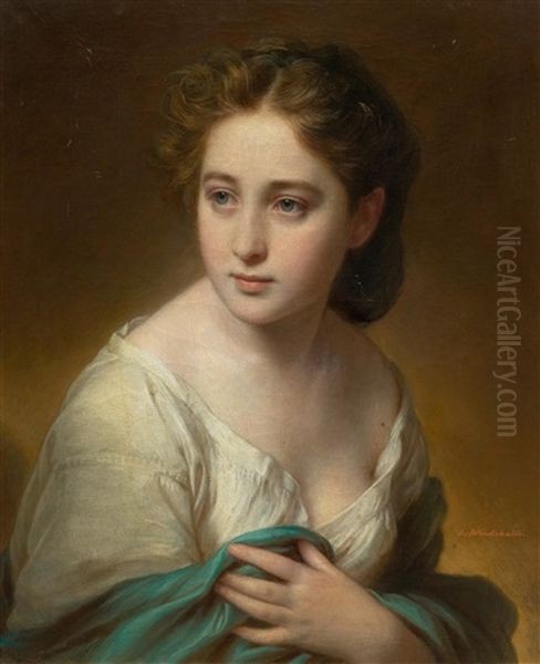 Portrait Of A Young Woman Oil Painting by Franz Xaver Winterhalter