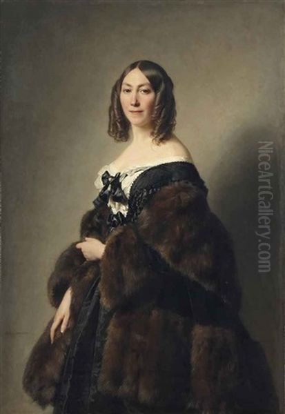 Portrait De Cecile Charlotte Furtado-heine Oil Painting by Hermann Winterhalter