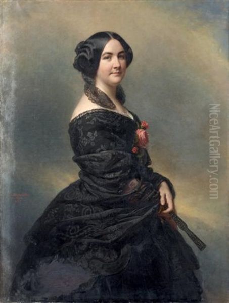 Portrait De Femme Oil Painting by Hermann Winterhalter