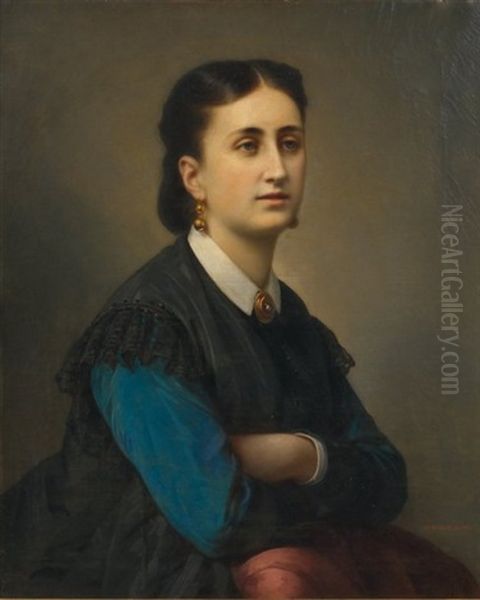 Portrait De La Comtesse Berthier, Nee Alice Berges Oil Painting by Hermann Winterhalter