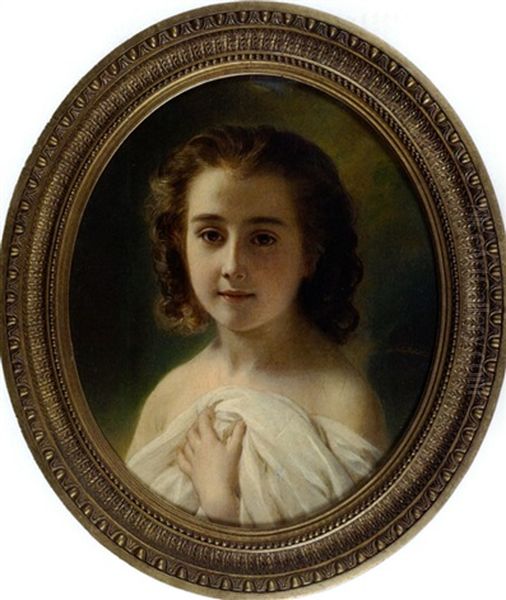 Portrait De Jeune Fille Oil Painting by Hermann Winterhalter