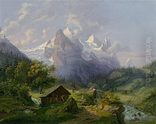 Gebirgslandschaft Wohl Bei Chamonix Oil Painting by Anton Winterlin