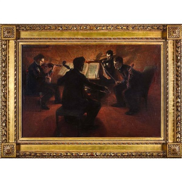 Das Streichquartett Oil Painting by Richard Winternitz