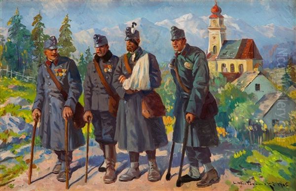 War Veterans Oil Painting by Leonard Winterowski