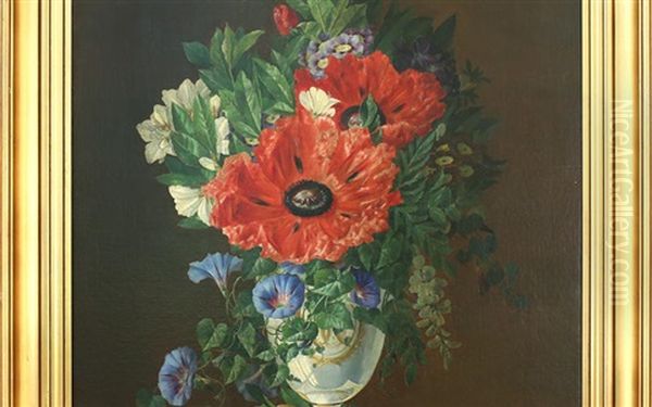 Poppies In An Elegant Vase Oil Painting by Arnold Winther