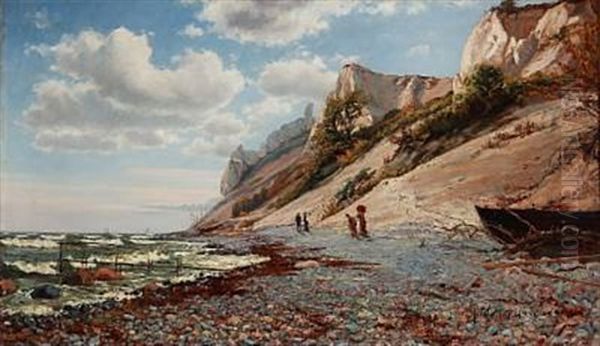 Summer Day At The Cliffs Of Mon Oil Painting by Frederik Julius August Winther