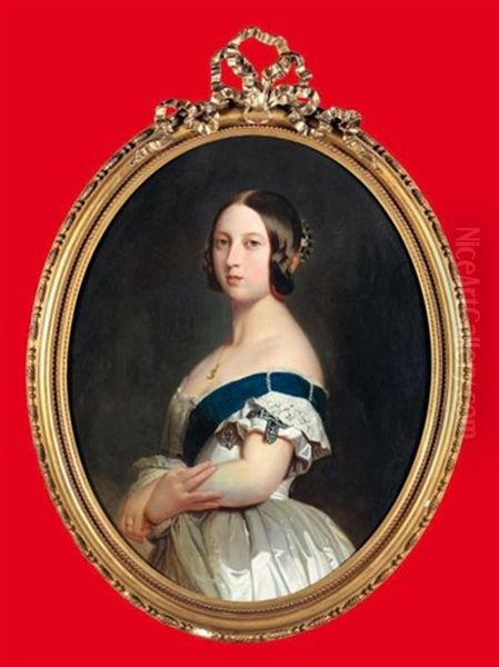 Portrait De La Reine Victoria Oil Painting by Herman Wintherhalter