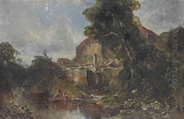 Old Mill At Abbey St. Bathans, Berwickshire Oil Painting by John Crawford Wintour