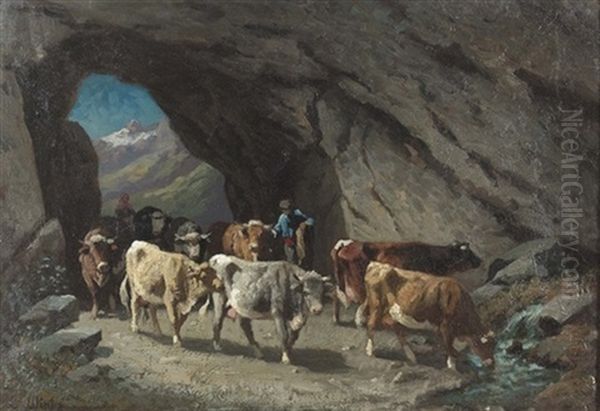 Alpaufzug Oil Painting by Guillaume (Wilhelm) Wintz