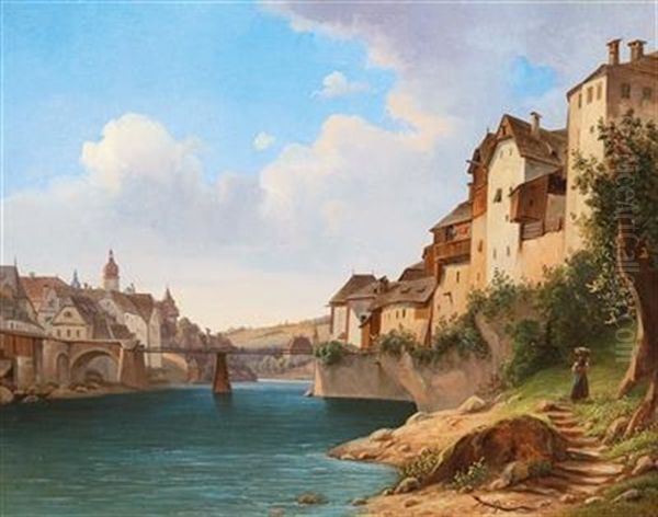 View Of Waidhofen An Der Ybbs Oil Painting by Franz Wipplinger