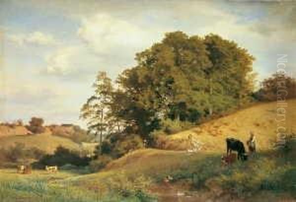 Signiert Und Datiert Unten Links: A. Bromeis/df. 1866. Oil Painting by Auguste Bromeis