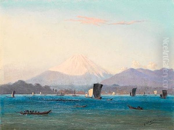 Mount Fuji, Japan Oil Painting by Charles Wirgman Sr.