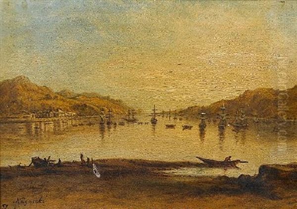 Nagasaki Harbour At Sunset, Japan Oil Painting by Charles Wirgman Sr.