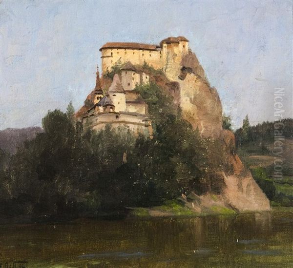 Arwaburg (burg Orava) Oil Painting by Eduard Wirth