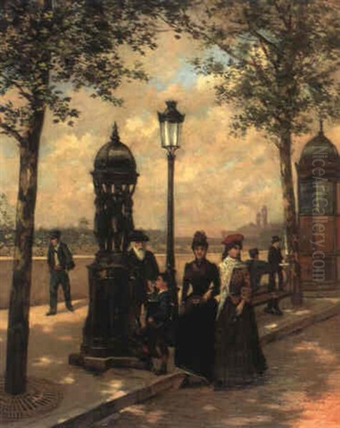 Les Quais Pres Du Pont De L'alma Oil Painting by Henri Prosper Wirth