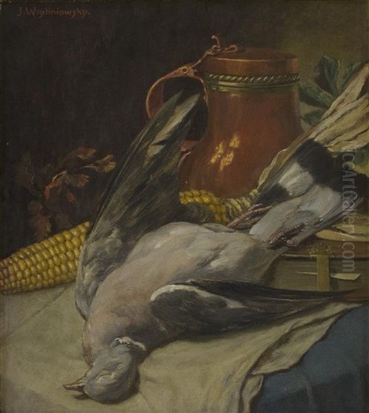 Nature Morte Mit Taube, Krug Und Maiskolben Oil Painting by Josef Wischniowsky