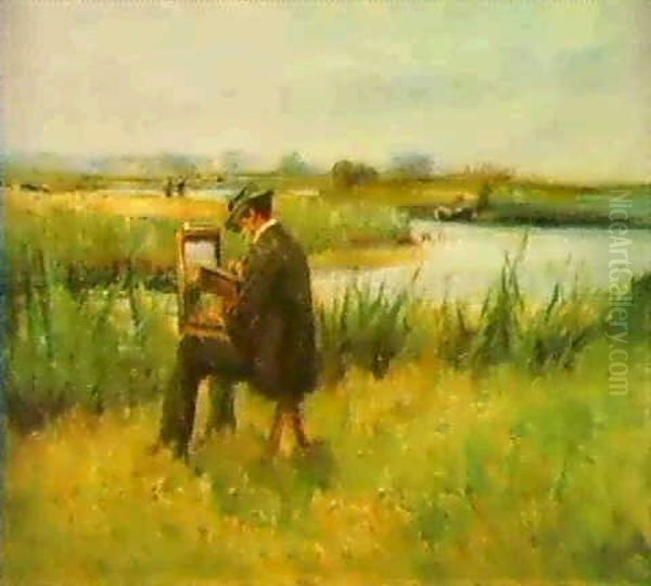 On The River Bank Oil Painting by Peter Wishart