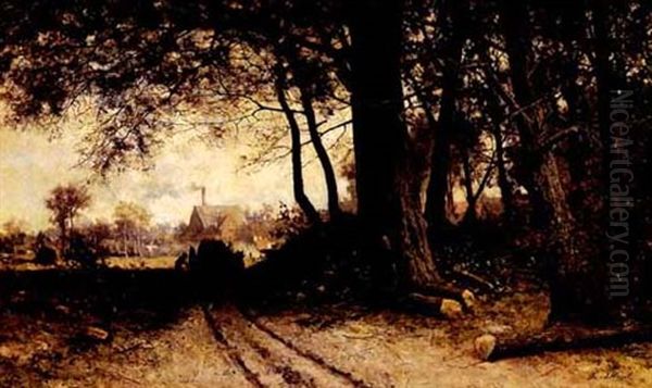 Woodcutters In A Forest Oil Painting by Abraham Van Der Wissel