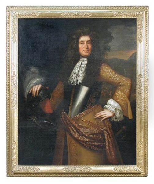 Portrait Of Pfalzgraf Karl Ludwig, Elector Of The Palatinate, Three-quarter Length, In A Yellow Coat With Gold Embroidery Beneath A Breastplate... Oil Painting by Willem Wissing