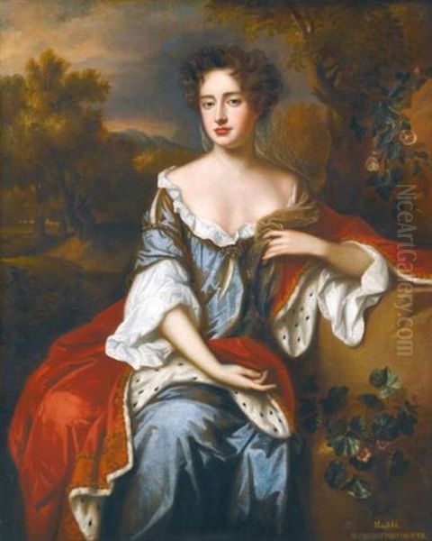 Portrait Of Queen Anne, When Princess Of Denmark Oil Painting by Willem Wissing