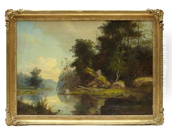 Insjolandskap Oil Painting by Alfred Wistroem