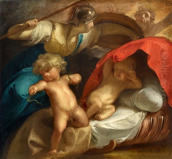 Athena Sheltering The Infant Hercules Oil Painting by Jacob de Wit