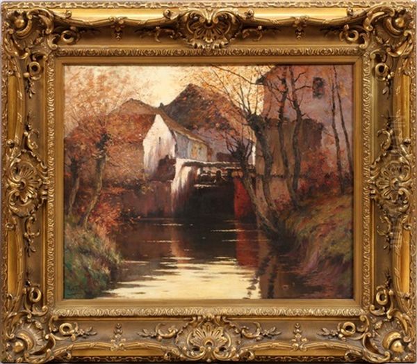 Fall Landscape Oil Painting by Prosper Joseph Pierre de Wit