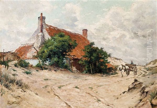 Maison De Pecheur Dans Les Dunes Oil Painting by Prosper Joseph Pierre de Wit