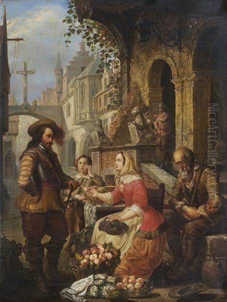 La Marchande De Legumes Oil Painting by Petrus Josephus (Pierre Joseph) Witdoeck