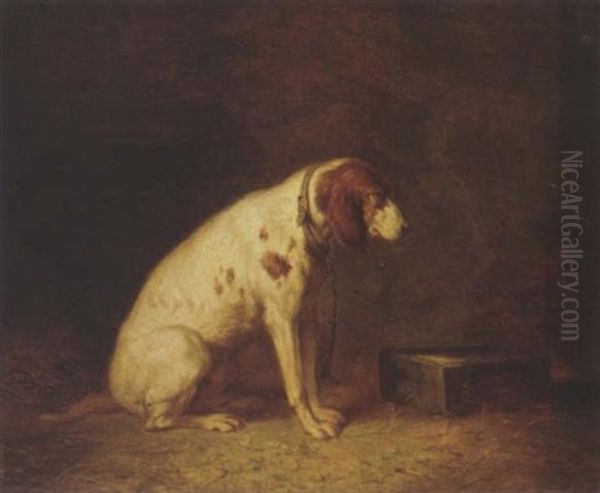 A Hound In A Kennel Oil Painting by Petrus Josephus (Pierre Joseph) Witdoeck